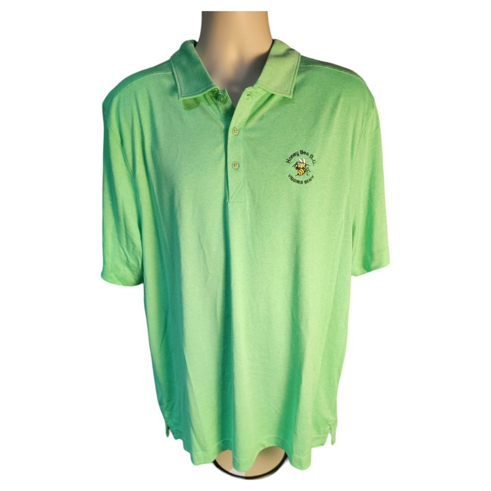 Cutter & Buck Mens XL Green Golf Polo Shirt 100% Cotton Honey Bee Classic NWT